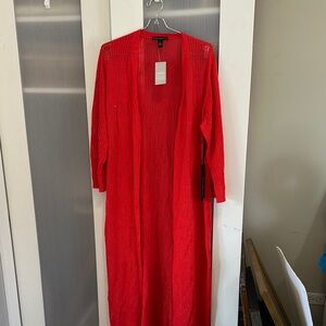 $149 NWT Chico’s  Vibrant Red Open Cardigan Sweater Sz 3 (16-18)